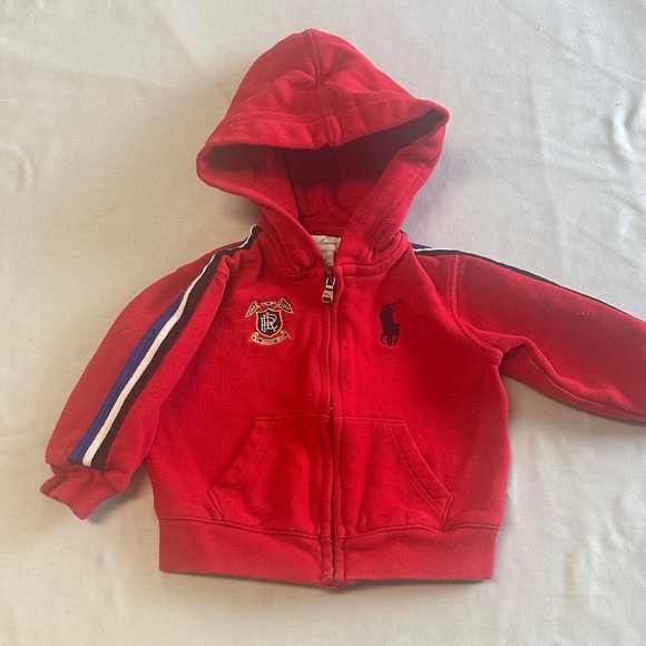 Ralph Lauren Kids Red Zip-Up Hoodie - Picture 1 of 4
